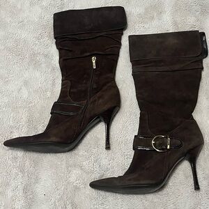 GUESS Brown Suede Heeled Boots